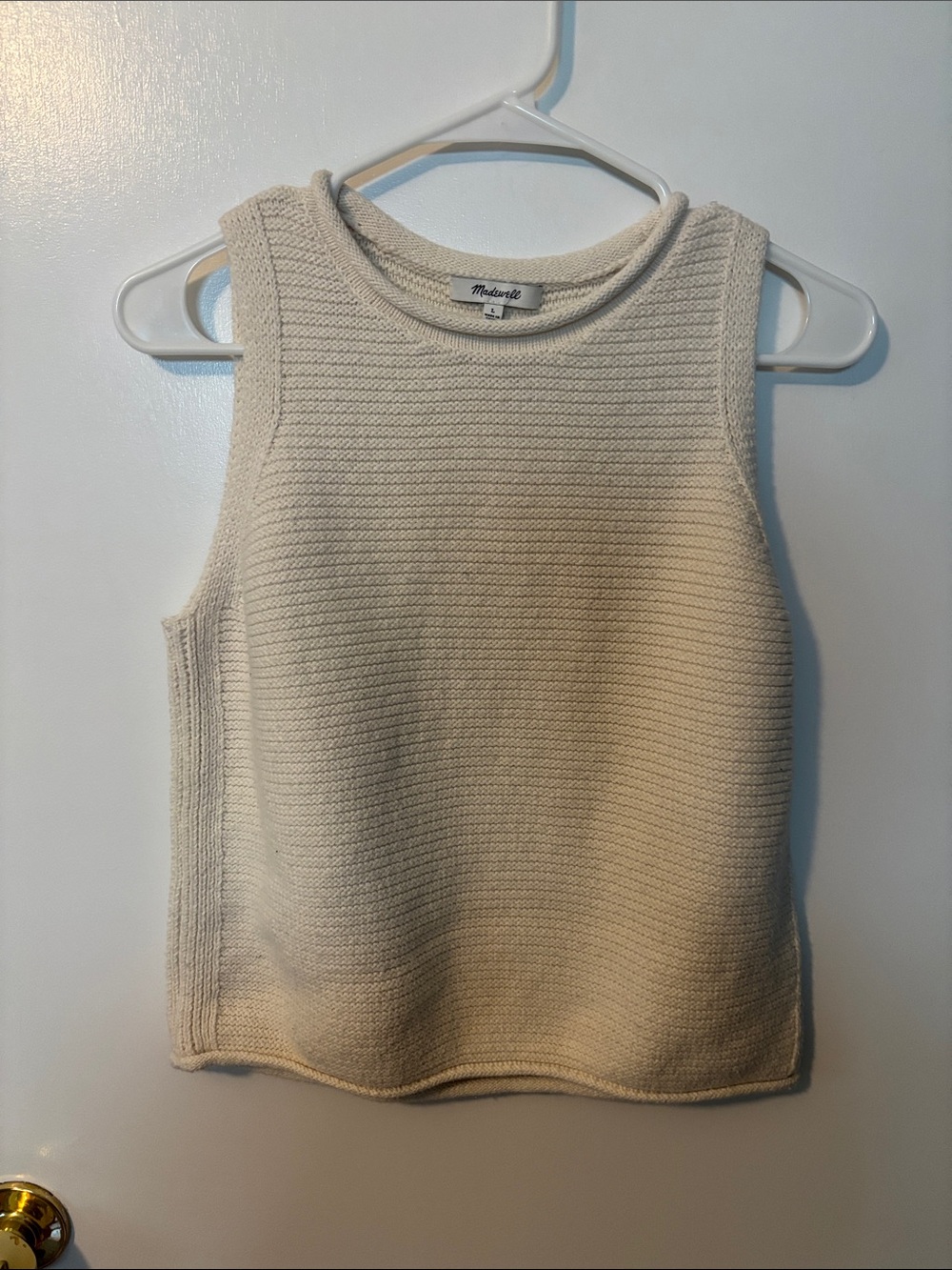 Quiet Luxury Cozy Madewell Cream Ribbed Layering Casual Knit Tank Large